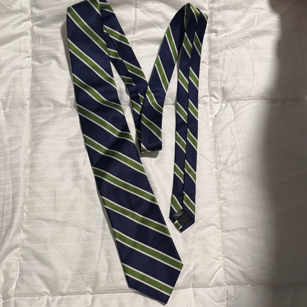 J. Crew Classic Navy and Green Striped Tie